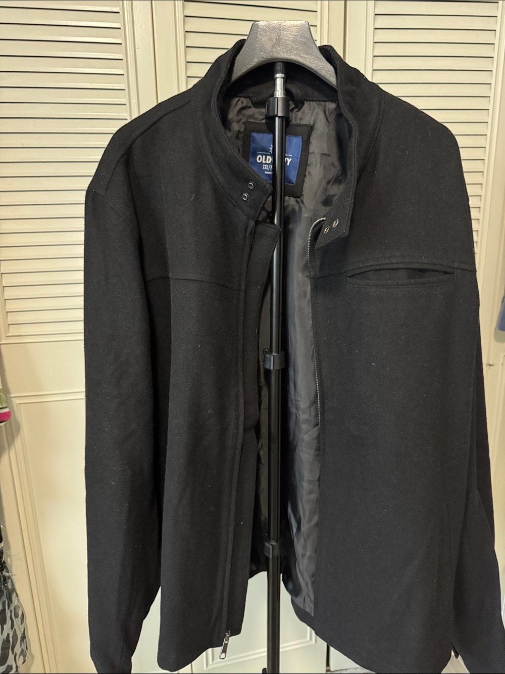 Old Navy Black Men's Snap-Stand Pea Coat